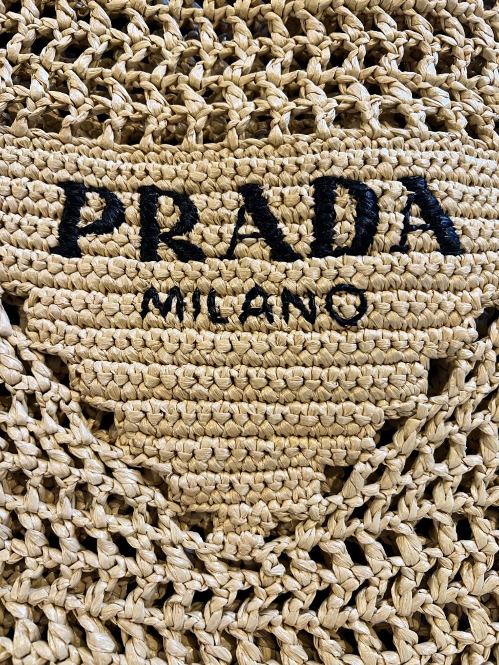 Prada Raffia Crochet Tote Bag Naturale Color - Picture 3 of 3
